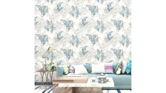 Aqua Leaf Serenity Wallpaper